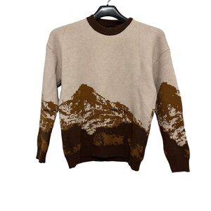VAMTAC Knitted Snow Mountain Long Sleeve Slouchy Pullover